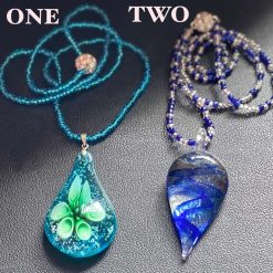 E - Beaded Glass Pendant Necklaces.