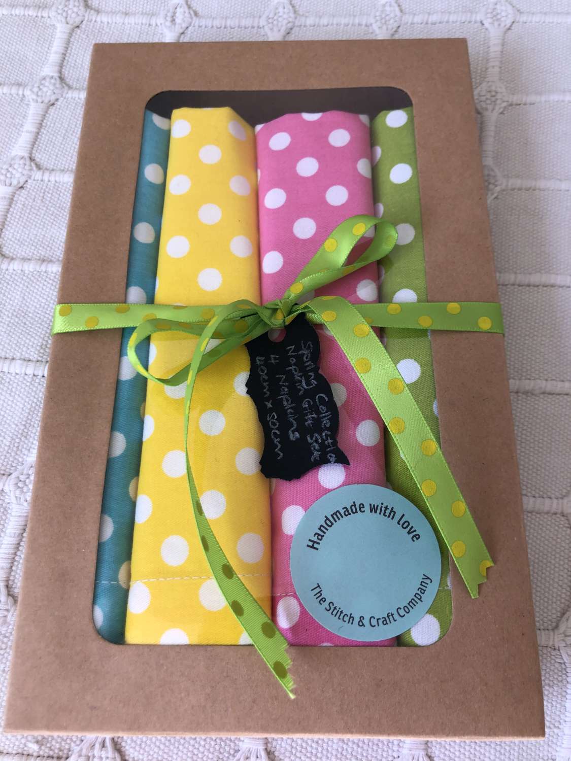 Fabric Napkin Gift Set Happy Polka Dots MadeMe