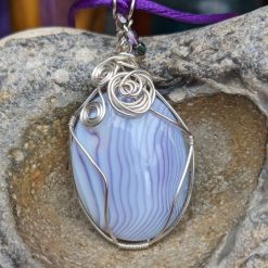 Wire wrapped pendant - dyed agate SP