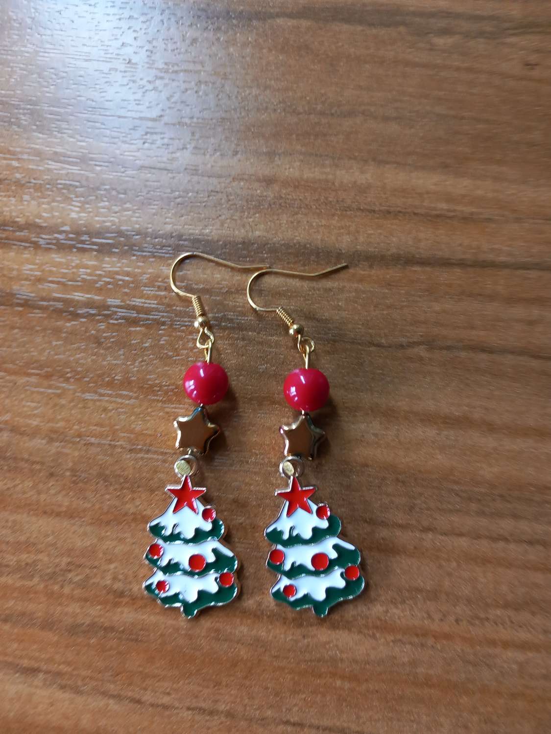 Gold Christmas tree earrings MadeMe