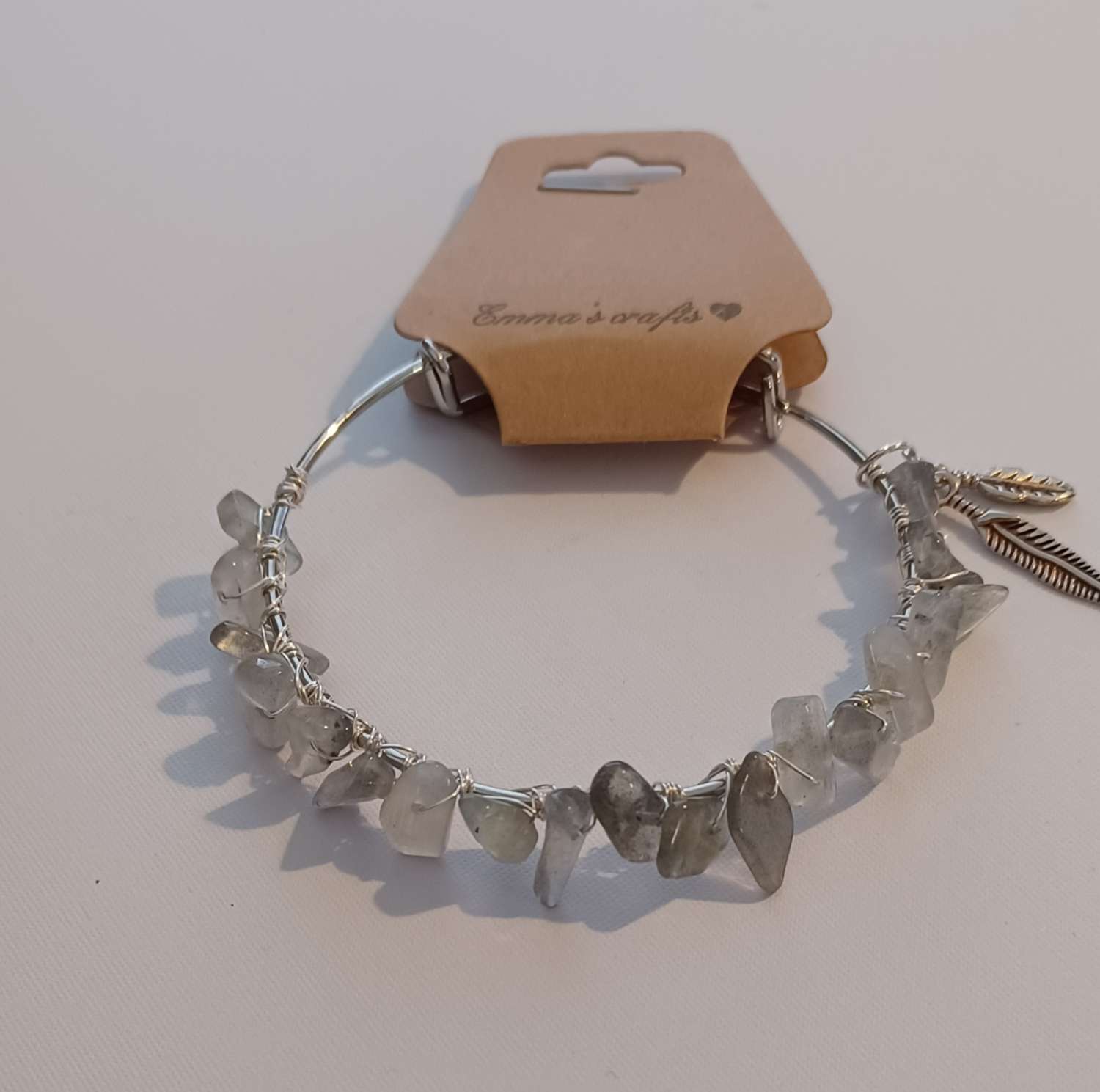 20231005_165849 Crystal expandable beaded silver bracelet Labradorite 1