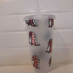 Dinosaur cold cup with straw and lid