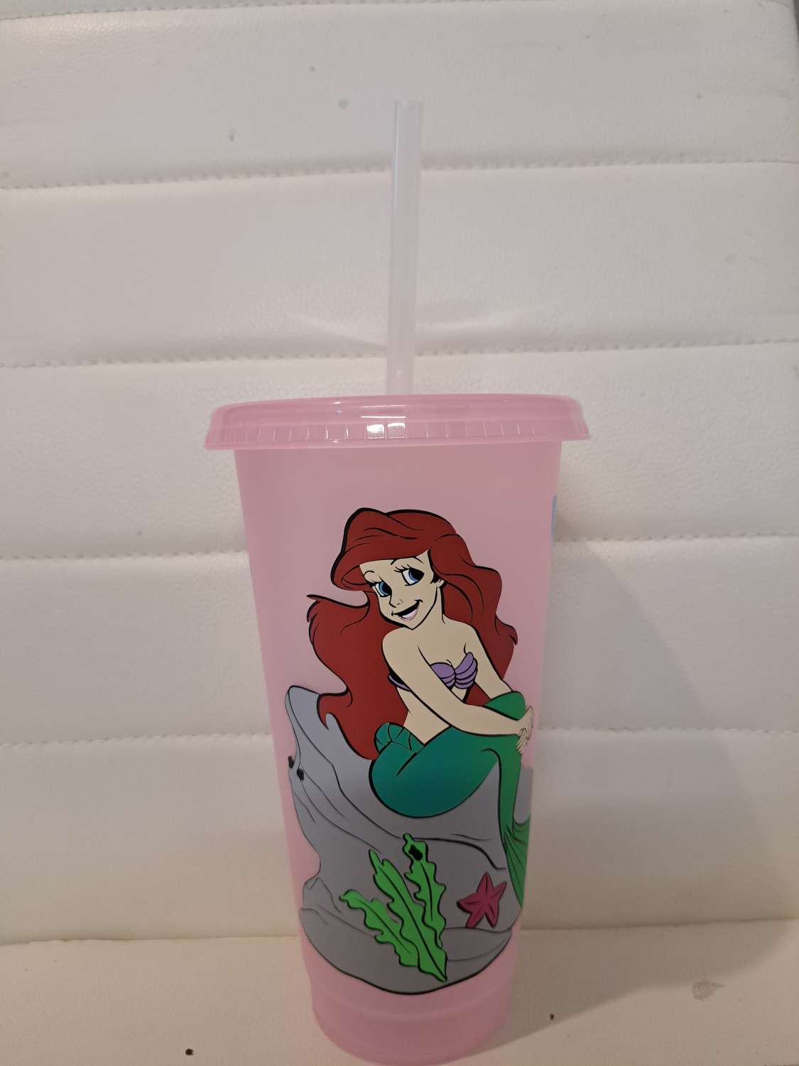 Personalised little mermaid cold cup with straw and lid Personalised little mermaid cold cup with straw and lid