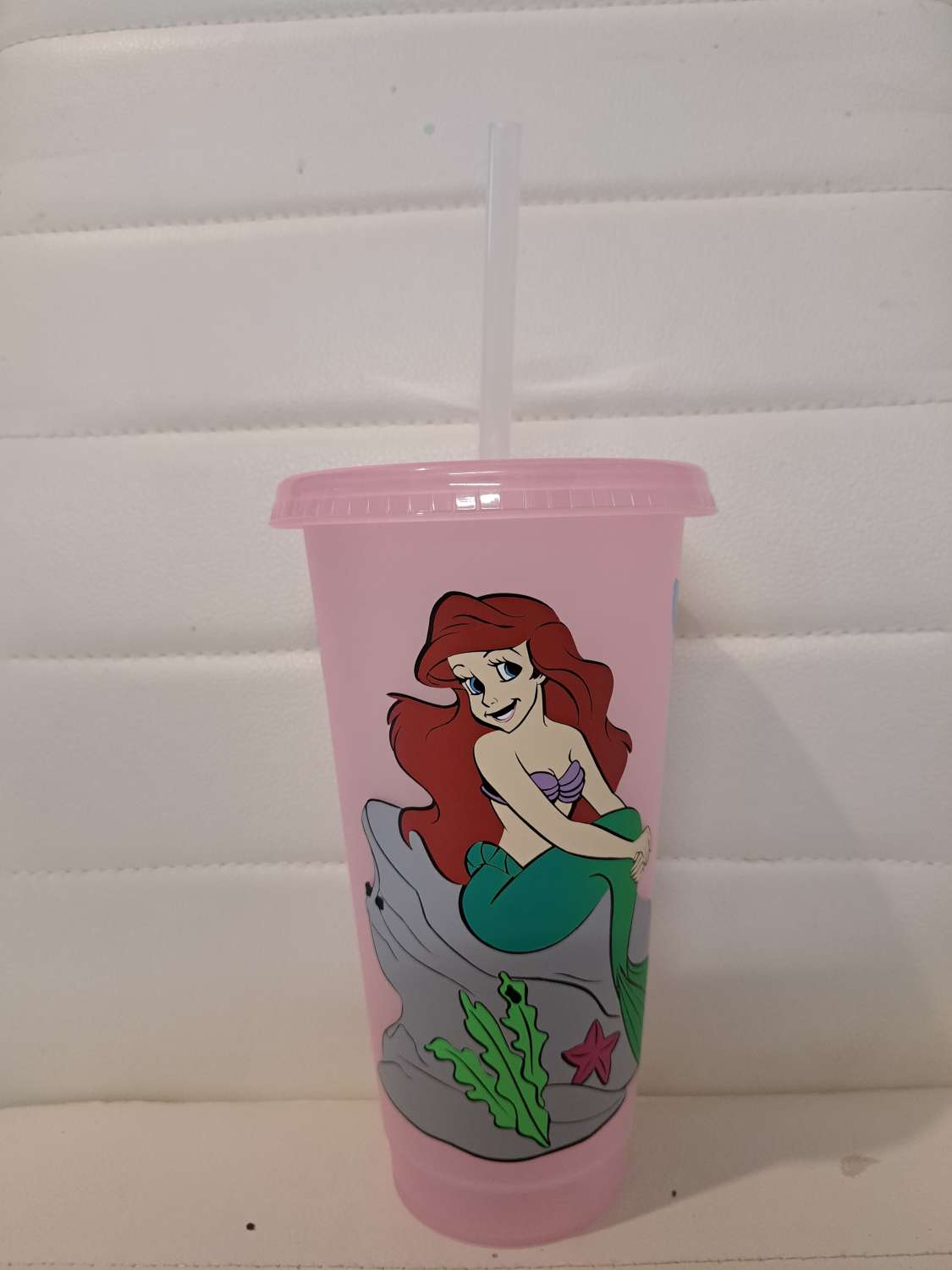 Personalised little mermaid cold cup with straw and lid Personalised little mermaid cold cup with straw and lid