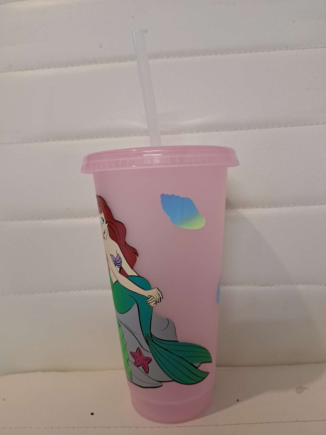 Personalised little mermaid cold cup with straw and lid Personalised little mermaid cold cup with straw and lid