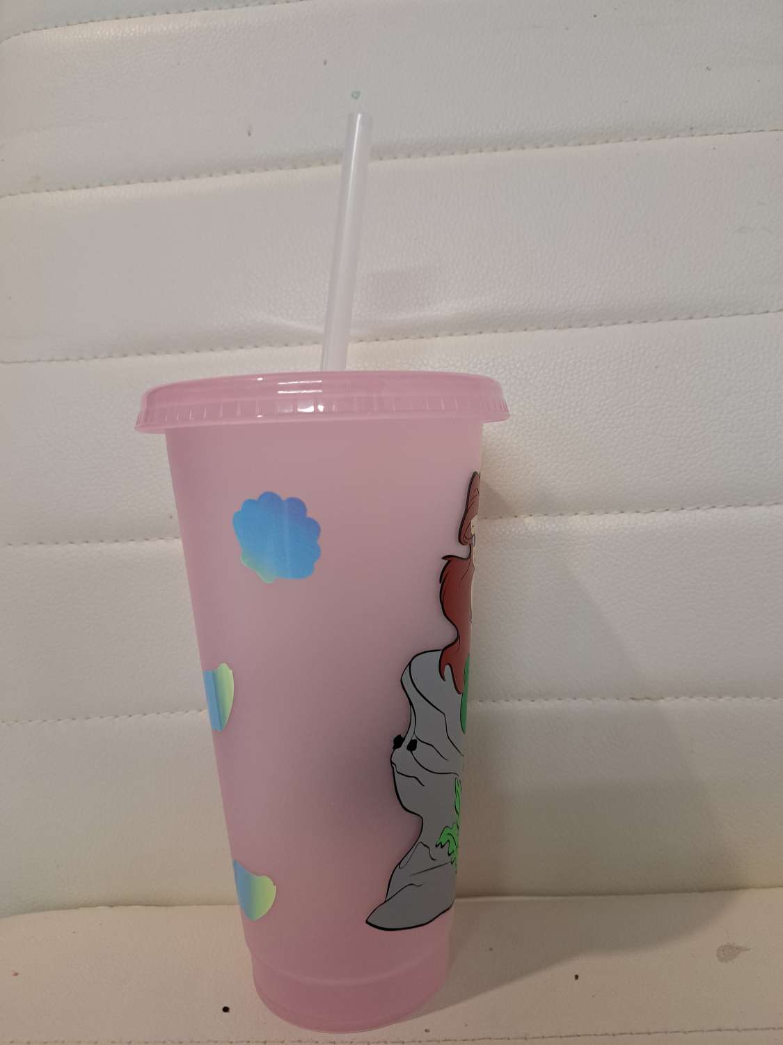 Personalised little mermaid cold cup with straw and lid Personalised little mermaid cold cup with straw and lid