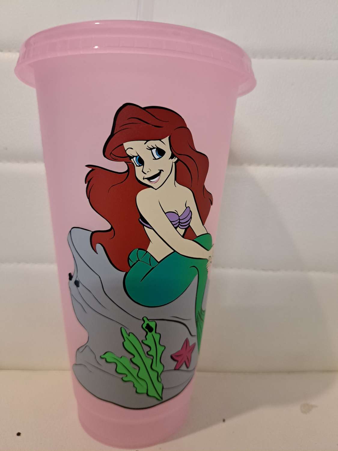 Personalised little mermaid cold cup with straw and lid Personalised little mermaid cold cup with straw and lid
