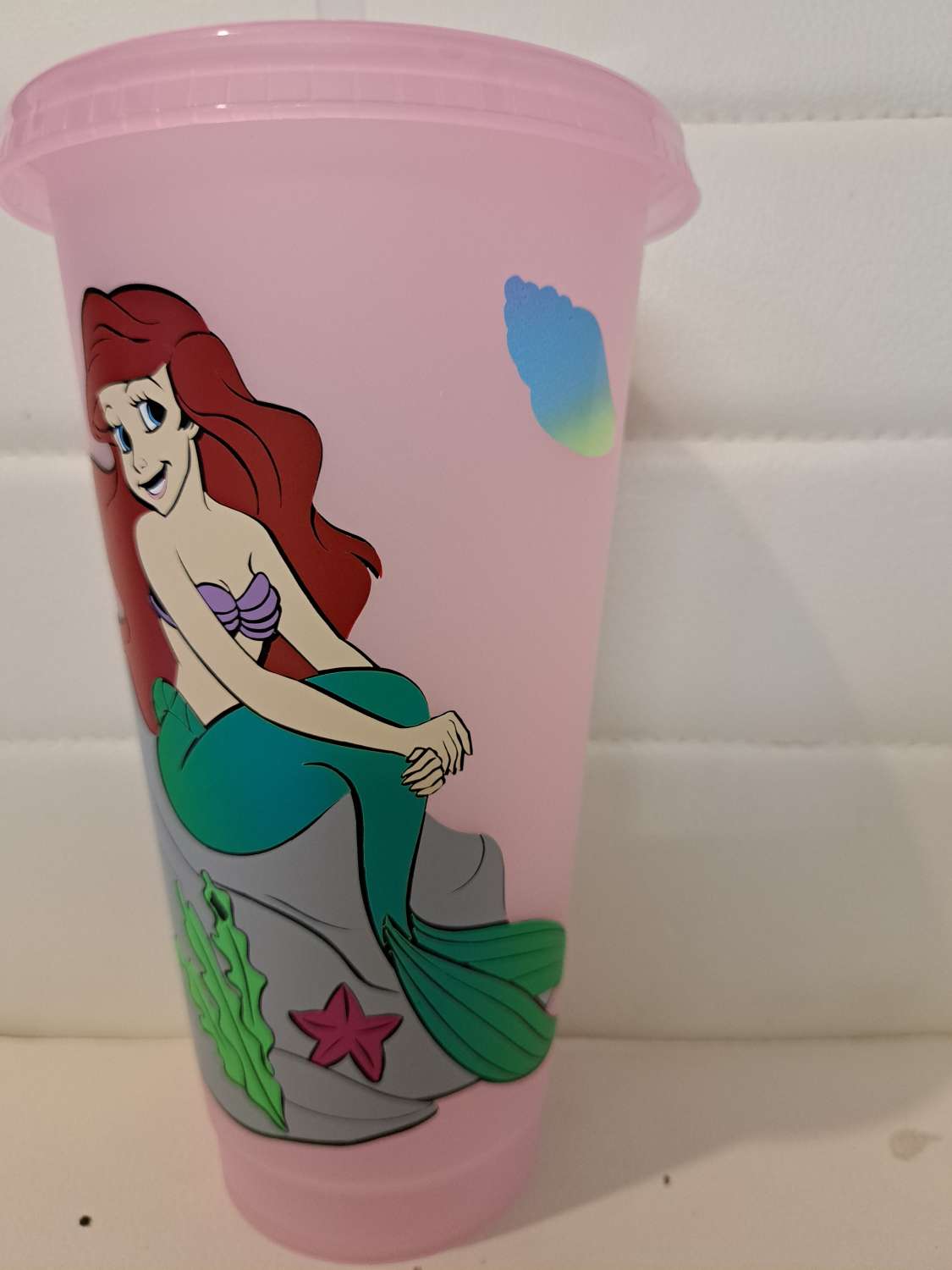 Personalised little mermaid cold cup with straw and lid Personalised little mermaid cold cup with straw and lid