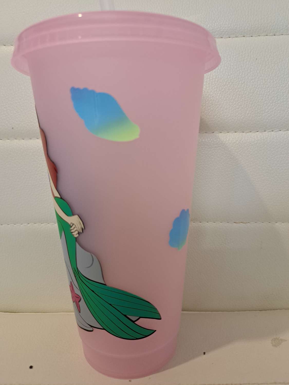 Personalised little mermaid cold cup with straw and lid Personalised little mermaid cold cup with straw and lid