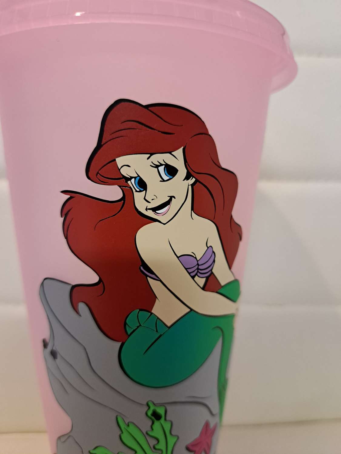 Personalised little mermaid cold cup with straw and lid Personalised little mermaid cold cup with straw and lid