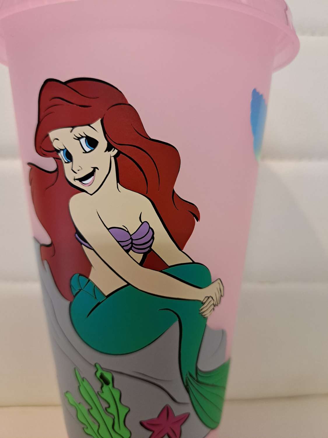 Personalised little mermaid cold cup with straw and lid Personalised little mermaid cold cup with straw and lid