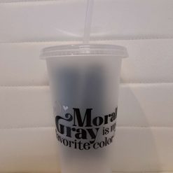 Morally gray book cold cup with straw and lid