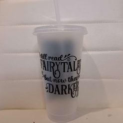 Dark fairytale cold cup with straw and lid
