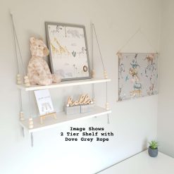 Nursery Shelf, Nursery Shelves, White Shelf, Kid's Shelf, Swing Rope Shelf, Hanging Shelf, Nordic Style Hanging Shelf, Swing Shelf, Boho Nursery Decor, Nursery White Shelf, Bedroom Shelf, 60cm White Shelf 4
