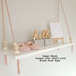 Nursery Shelf, Nursery Shelves, White Shelf, Kid's Shelf, Swing Rope Shelf, Hanging Shelf, Nordic Style Hanging Shelf, Swing Shelf, Boho Nursery Decor, Nursery White Shelf, Bedroom Shelf, 60cm White Shelf 5