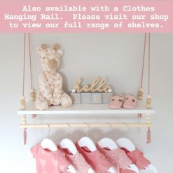 Nursery Shelf, Nursery Shelves, White Shelf, Kid's Shelf, Swing Rope Shelf, Hanging Shelf, Nordic Style Hanging Shelf, Swing Shelf, Boho Nursery Decor, Nursery White Shelf, Bedroom Shelf, 60cm White Shelf 11
