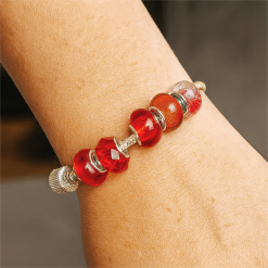 Bracelet - Silver Bead Charm Reds 2 Bracelet - Silver Bead Charm Reds 2