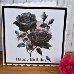 C4757 Gothic Floral Birthday Card Black Rose