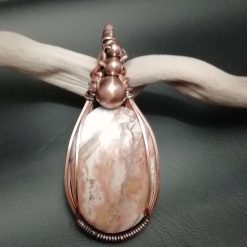 Copper wire wrapped stone pendant