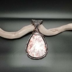 Copper wire wrapped stone pendant