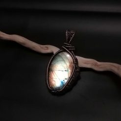 Copper wire wrapped labradorite pendant necklace