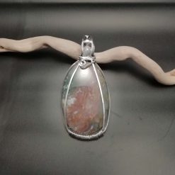 Silver moss agate simple pendant 1