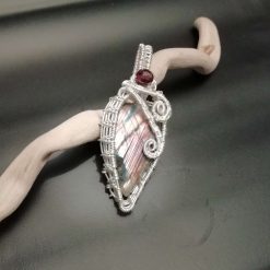 Silver labradorite Amythest wire weave wrapped necklace