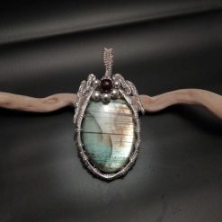 Silver wire wrapped labradorite pendant necklace 2 Silver wire wrapped labradorite pendant necklace 2