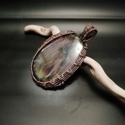 Copper wire purple flash labradorite necklace handmade pendant 2 Copper wire purple flash labradorite necklace handmade pendant 2