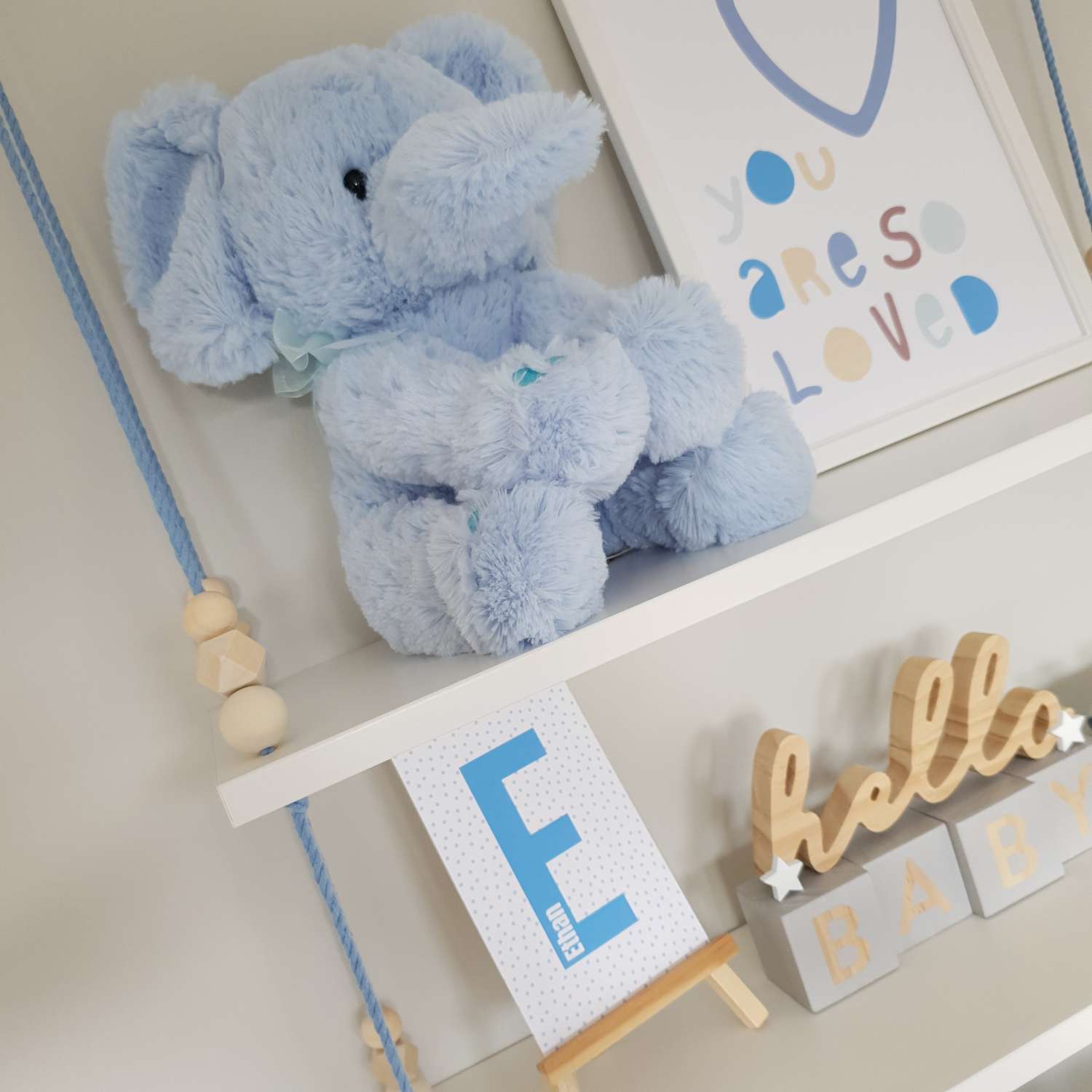 2 Tier Nursery Shelf with Clothes Rail, White Shelf with Rail, Boy's Nursery, Baby Boy, Light Blue, Kid's Shelf, Double Swing Rope Shelf, Hanging Shelf, Nordic Style Hanging Shelf, Swing Shelf, Baby Clothes Rail, Boho Nursery Decor, Nursery White Shelf, Bedroom Shelf, 60cm White 2 Tier 2 Tier Nursery Shelf with Clothes Rail, White Shelf with Rail, Boy's Nursery, Baby Boy, Light Blue, Kid's Shelf, Double Swing Rope Shelf, Hanging Shelf, Nordic Style Hanging Shelf, Swing Shelf, Baby Clothes Rail, Boho Nursery Decor, Nursery White Shelf, Bedroom Shelf, 60cm White 2 Tier