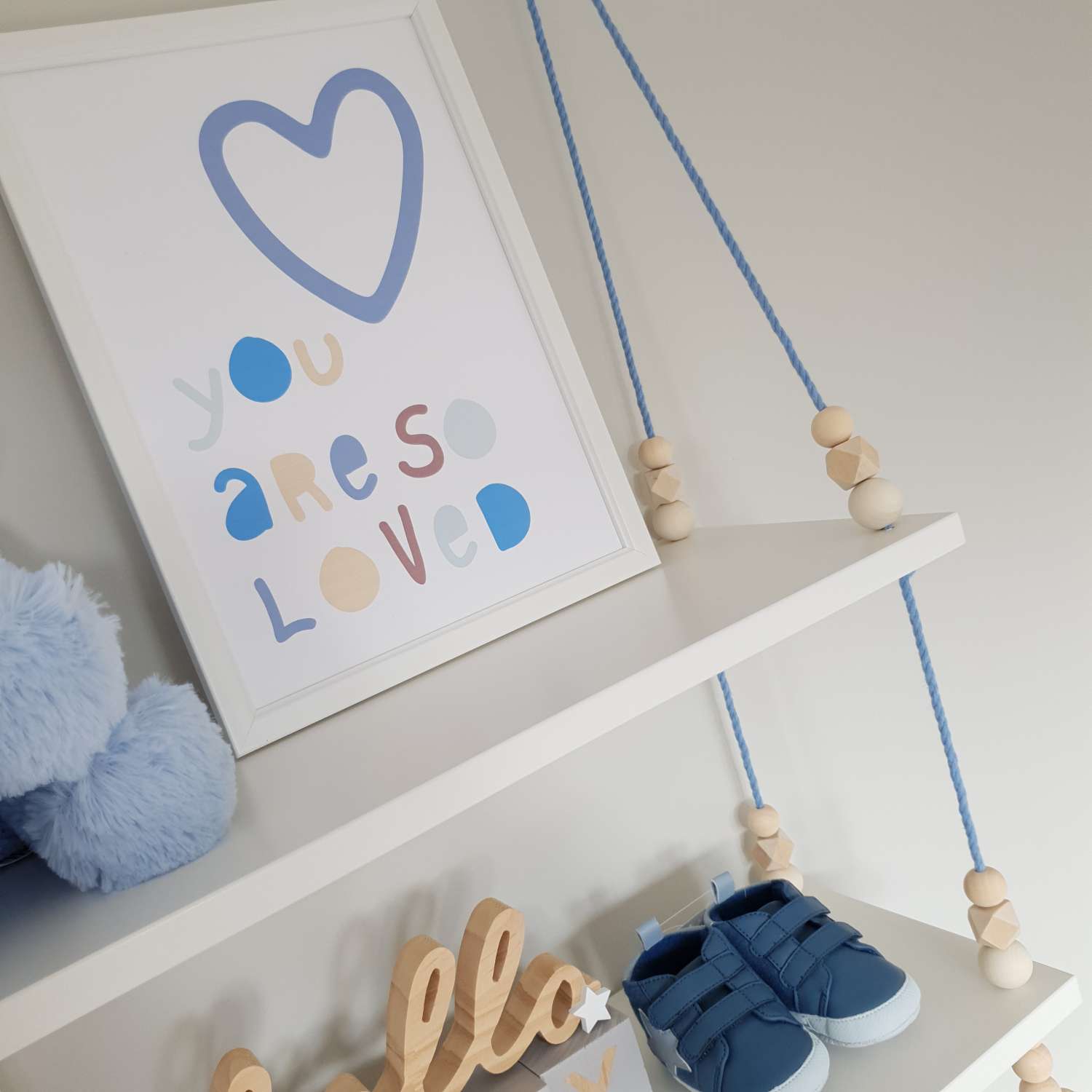 2 Tier Nursery Shelf with Clothes Rail, White Shelf with Rail, Boy's Nursery, Baby Boy, Light Blue, Kid's Shelf, Double Swing Rope Shelf, Hanging Shelf, Nordic Style Hanging Shelf, Swing Shelf, Baby Clothes Rail, Boho Nursery Decor, Nursery White Shelf, Bedroom Shelf, 60cm White 2 Tier 2 Tier Nursery Shelf with Clothes Rail, White Shelf with Rail, Boy's Nursery, Baby Boy, Light Blue, Kid's Shelf, Double Swing Rope Shelf, Hanging Shelf, Nordic Style Hanging Shelf, Swing Shelf, Baby Clothes Rail, Boho Nursery Decor, Nursery White Shelf, Bedroom Shelf, 60cm White 2 Tier