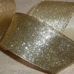 Cream & Gold Embossed Holly Wire Edged Ribbon 63mm x 1 Metre  Xmas Crafts, Wreath, Wrapping, Cakes FREE SHIPPING (Copy)