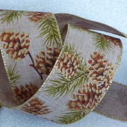 Golden Wire Edged Ribbon 38mm x 1 Metre  Xmas Crafts, Wreath, Wrapping, Cakes FREE SHIPPING