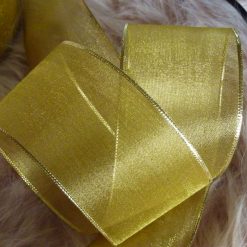 Cream & Gold Embossed Holly Wire Edged Ribbon 63mm x 1 Metre  Xmas Crafts, Wreath, Wrapping, Cakes FREE SHIPPING (Copy)