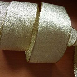 Golden Wire Edged Ribbon 38mm x 1 Metre  Xmas Crafts, Wreath, Wrapping, Cakes FREE SHIPPING