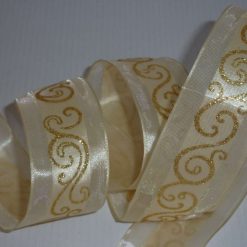 Golden Wire Edged Ribbon 38mm x 1 Metre  Xmas Crafts, Wreath, Wrapping, Cakes FREE SHIPPING