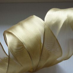 Golden Wire Edged Ribbon 38mm x 1 Metre  Xmas Crafts, Wreath, Wrapping, Cakes FREE SHIPPING