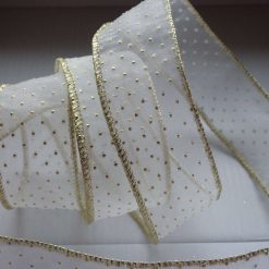 Golden Wire Edged Ribbon 38mm x 1 Metre  Xmas Crafts, Wreath, Wrapping, Cakes FREE SHIPPING
