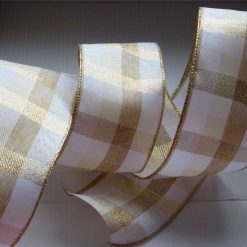 Golden Wire Edged Ribbon 38mm x 1 Metre  Xmas Crafts, Wreath, Wrapping, Cakes FREE SHIPPING