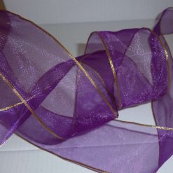 Golden Wire Edged Ribbon 38mm x 1 Metre  Xmas Crafts, Wreath, Wrapping, Cakes FREE SHIPPING