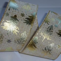 Golden Wire Edged Ribbon 38mm x 1 Metre  Xmas Crafts, Wreath, Wrapping, Cakes FREE SHIPPING