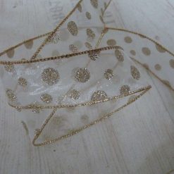Gold Double Side Cream Satin Stripe Wire Edged Ribbon 38mm x 1 Metre  Xmas Crafts, Wreath, Wrapping, Cakes FREE SHIPPING