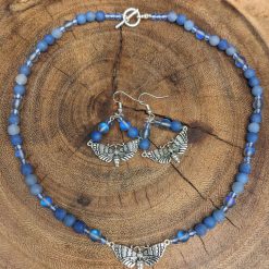 Moth Jewellery Set - blue Aventurine