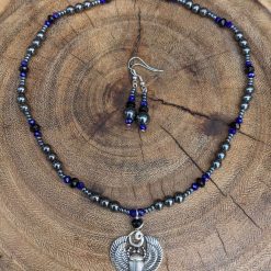 Scarab necklace set - Hematite
