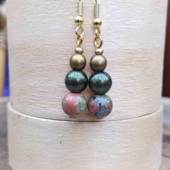 Oak leaf set - Unakite & glass 2