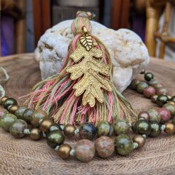 Oak leaf set - Unakite & glass
