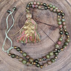 Oak leaf set - Unakite & glass 1
