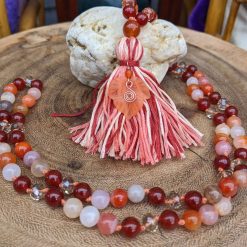 Gemstone jewellery set - peach Botswana Agate & Carnelian