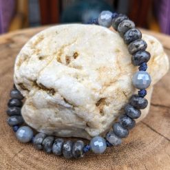 Adjustable bracelet - Larvikite rondelles