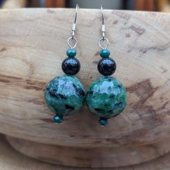 Sterling silver, Ruby in Zoisite & Obsidian